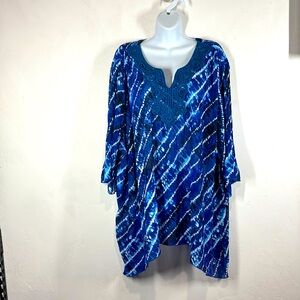 Catherines blue and white boho blouse size 3XWP